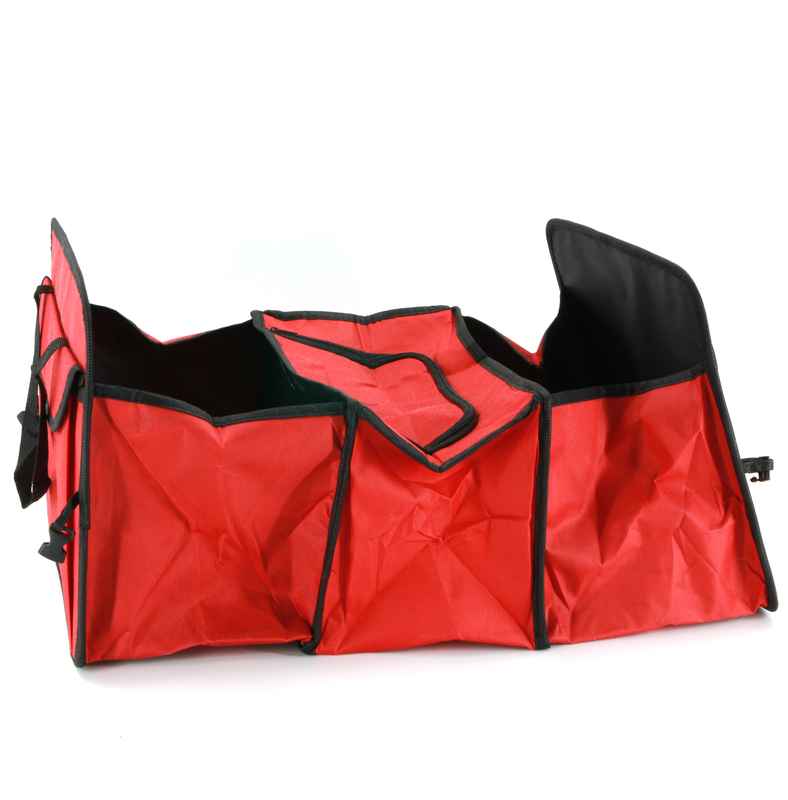 [G1689] Organizador plegable para maletero con asas, 3 divisiones, una con cierre mantiene temperatura, bolsillos laterales, en bolsa