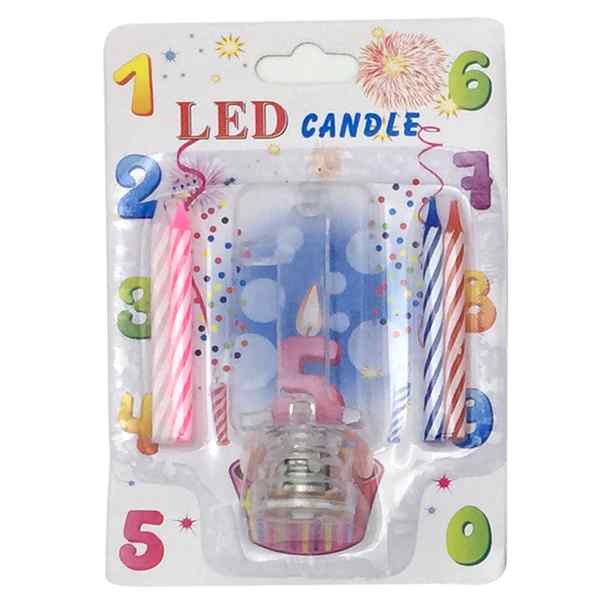 [G1782A] Velita de cumpleaños led con 4 velitas Nº1, en blister