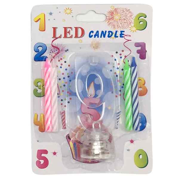 [G1782I] Velita de cumpleaños led con 4 velitas Nº9, en blister