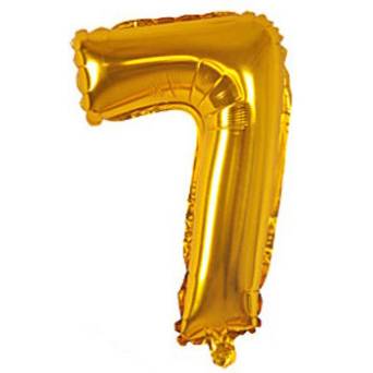 Globo Filippo 16" metalizado, N°7 dorado, en bolsa