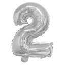 Globo Filippo 16" metalizado, N°2 plateado, en bolsa