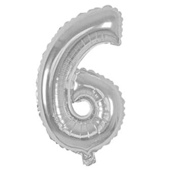 Globo Filippo 32" metalizado, N°6 plateado, en bolsa