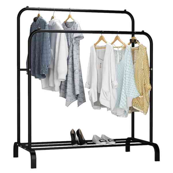 [G2292] Mueble perchero doble con zapatera de metal, en caja