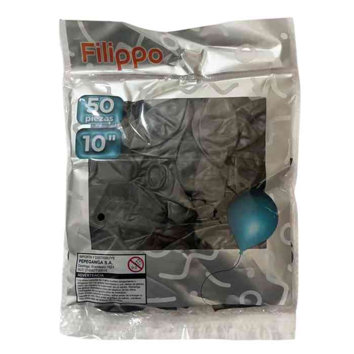 Globo FILIPPO 10" cromado negro, bolsa x50