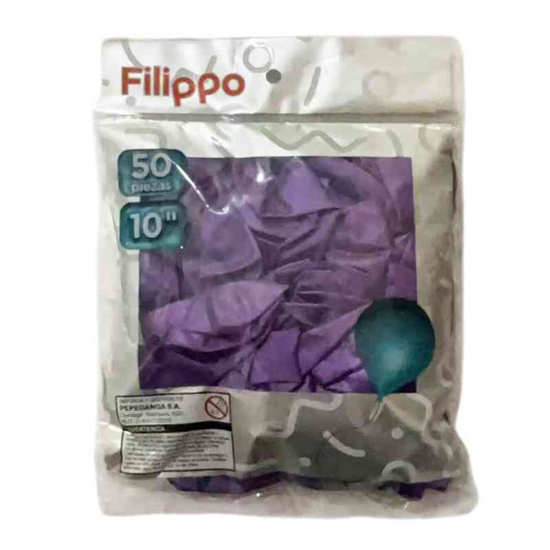 [G2382H] Globo FILIPPO 10" cromado violeta, bolsa x50