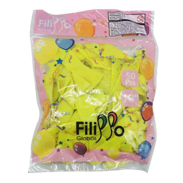 [G2383A] Globo FILIPPO 10" neón amarillo, bolsa x50