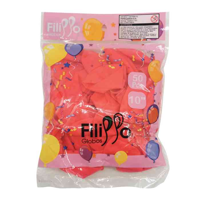 Globo FILIPPO 10" neón rosado, bolsa x50