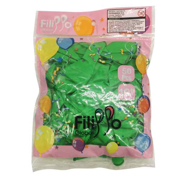 [G2383D] Globo FILIPPO 10" neón verde, bolsa x50