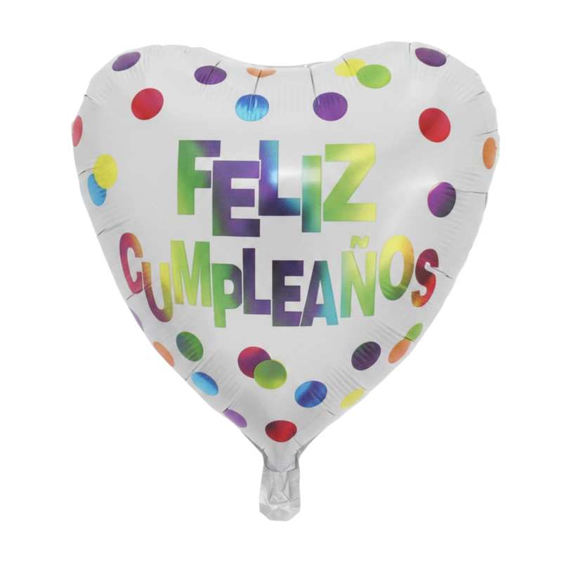 Globo metalizado feliz cumpleaños, corazón 18" PACK x10