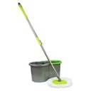 Mopa de microfibra mango de acero inoxidable extensible + balde de plástico con centrifugadora de plástico, en bolsa ALKLIN