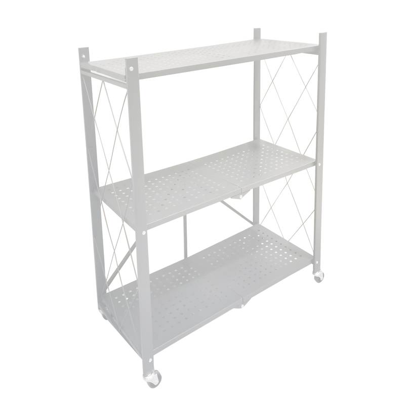 [G2614BL] Mueble estantería de metal plegable con ruedas, 3 estantes BLANCO en caja