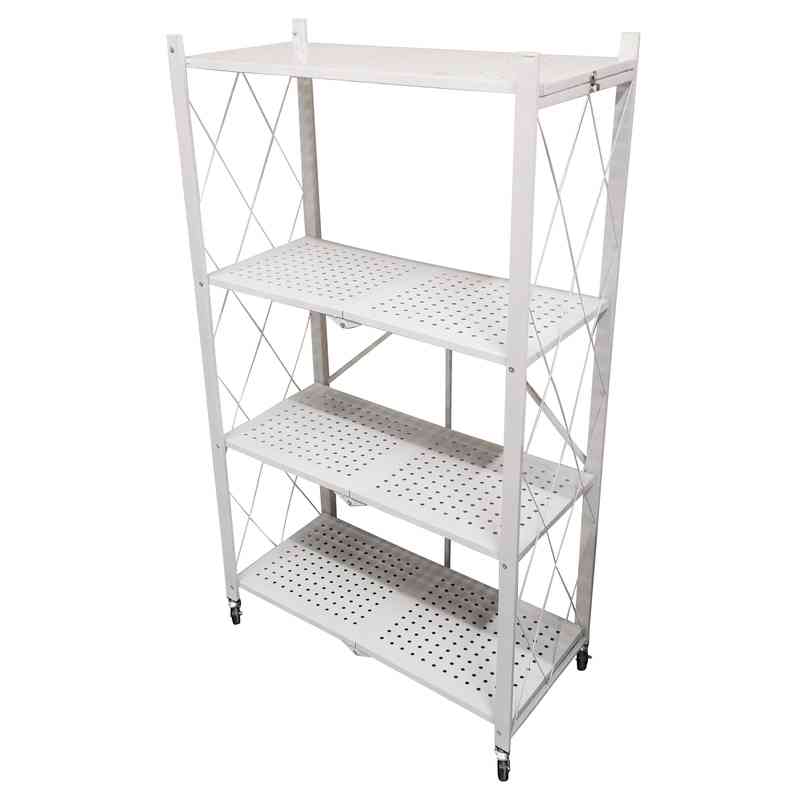 [G2615BL] Mueble estantería de metal plegable con ruedas, 4 estantes BLANCO, en caja