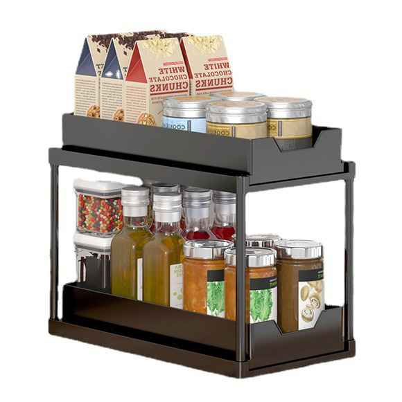 [G2653] Organizador de plástico con bandejas corredizas, ideal para bajo mesada, en caja