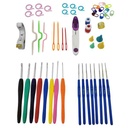 Agujas de crochet x16 unidades con varios accesorios, en caja de plástico