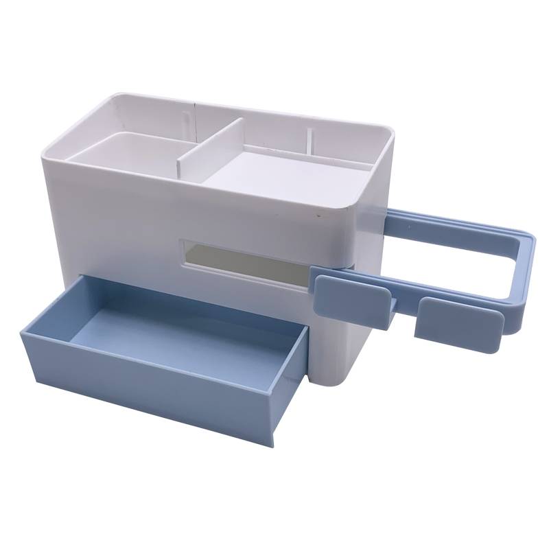 [G2666] Estante organizador de plástico autoadhesivo con cajón y soporte para secador, en caja 2 colores