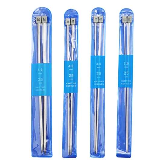 Agujas para tejer de acero inoxidable x2, en bolsa varias medidas