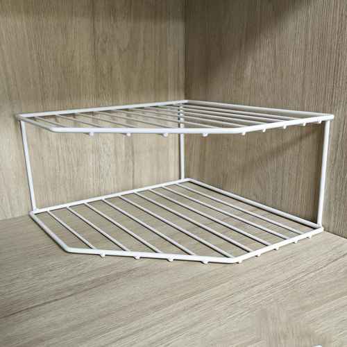 [G2695] Organizador de metal con revestimiento de plástico, 2 estantes, ideal para platos