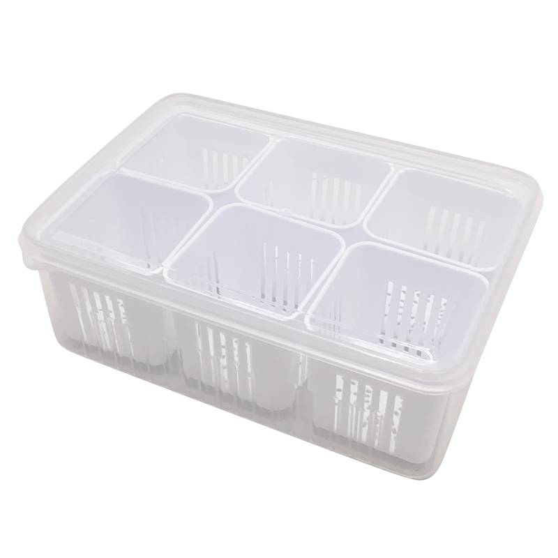 Caja organizadora de acrílico, con escurridor y divisiones, en caja