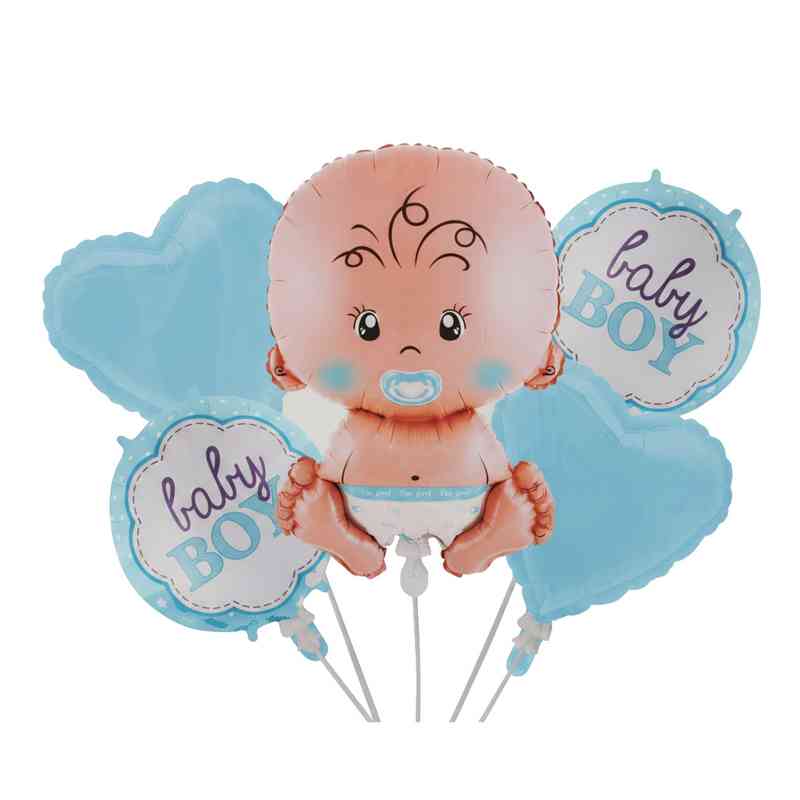 [G2808CL] Globo metalizado bebé, x5, CELESTE en bolsa