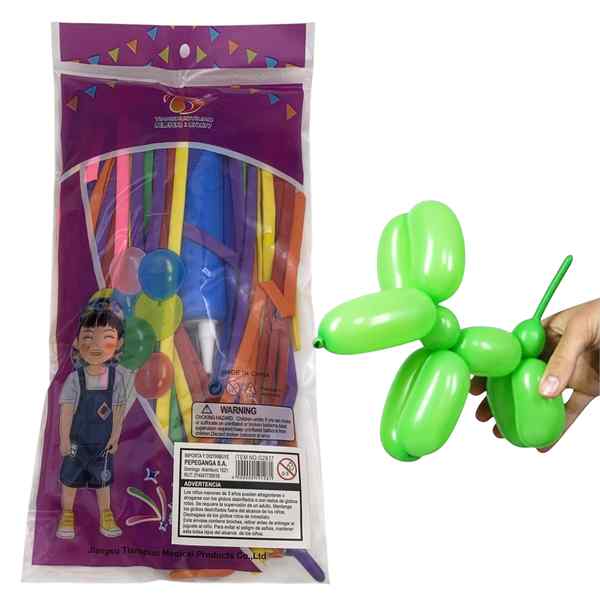 Globo largo con inflador, 22.5cm, bolsa x100