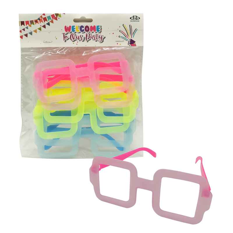 Lentes de cotillón x6, rectángulos en bolsa