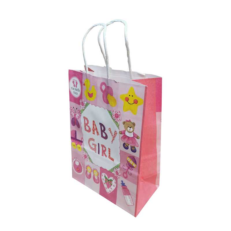 Bolsa de regalo infantil chica rosado PACK x12