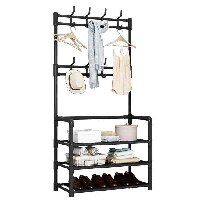 [G2897] Mueble perchero con zapatera de metal, en caja