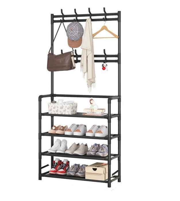 [G2898] Mueble perchero con zapatero de metal, en caja