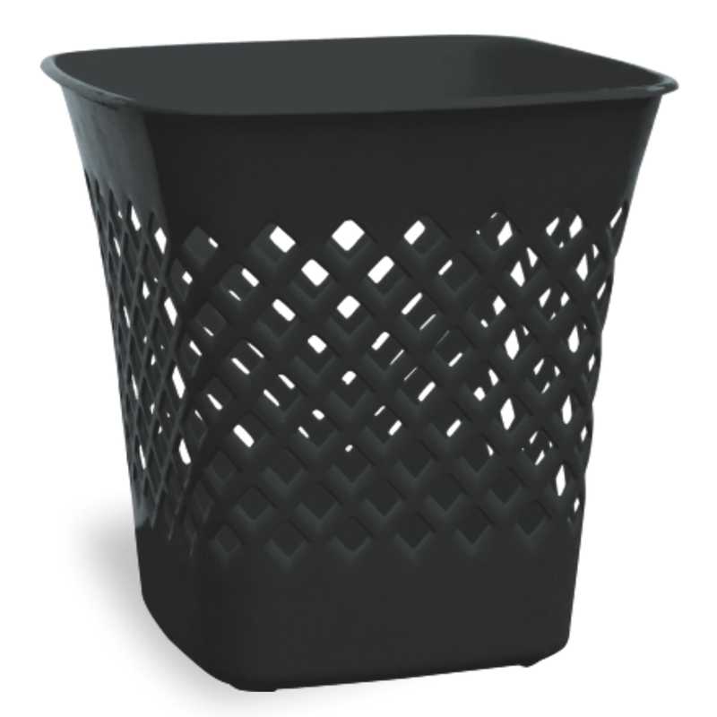 Papelera de plástico calada, negro