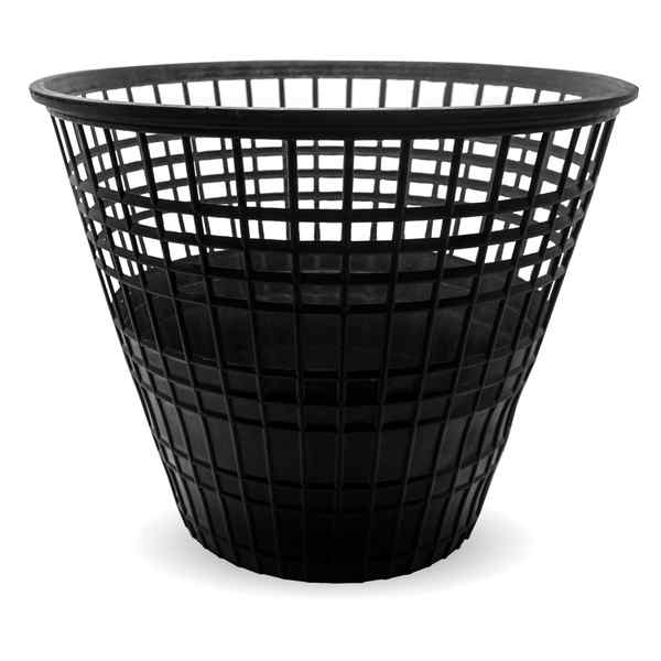 Papelera de plástico calada redonda, negro