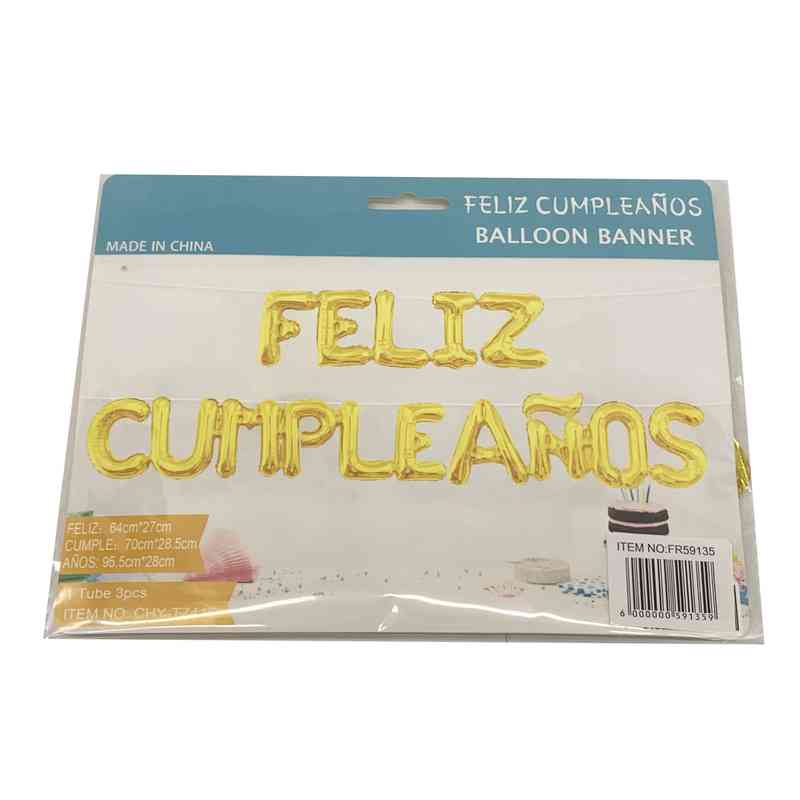 [G2949] Globo metalizado letras, feliz cumpleaños, en bolsa varios colores
