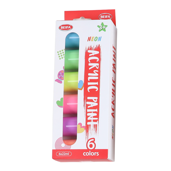 [E3630] Pintura acrílica x6 frascos de 22ml, colores surtidos, BEIFA