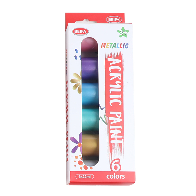 [E3632] Pintura acrílica x6 tubos de 22ml, en caja, BEIFA