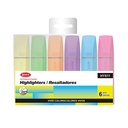Marcador resaltador flúo x6 punta biselada, en estuche de PVC, BEIFA