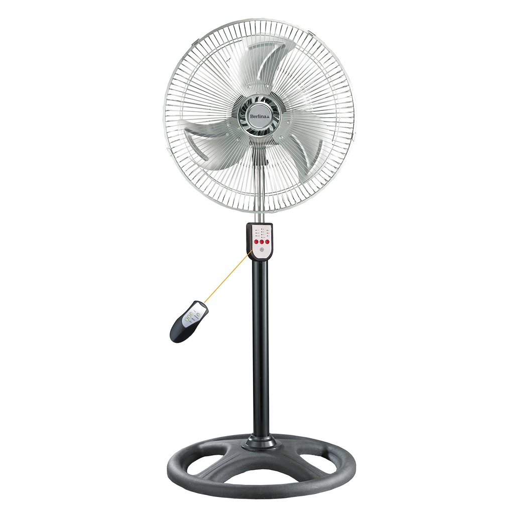 Ventilador Berlina 18" con control remoto, 3 aspas de metal, 45W, en caja