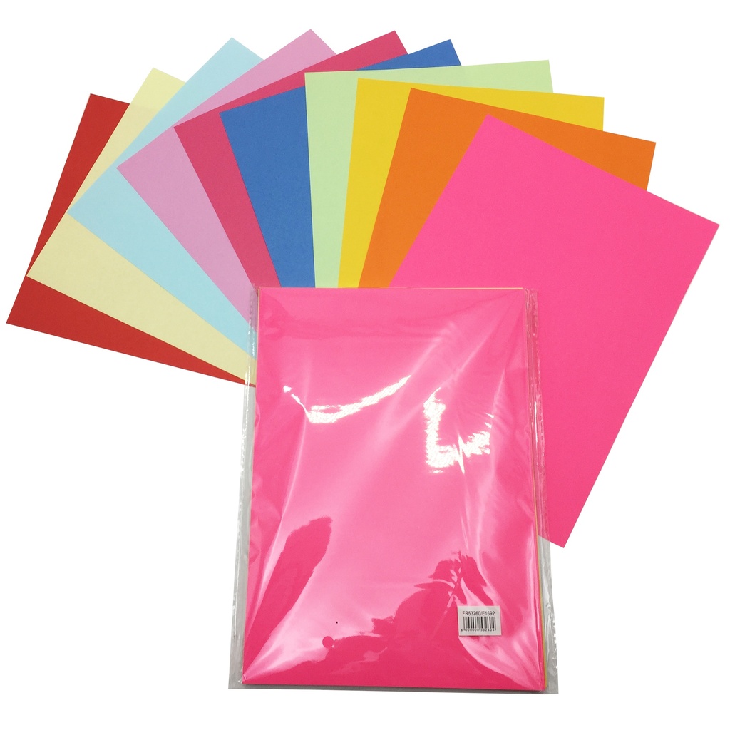 Hojas de papel A4, 10 colores, pack x100