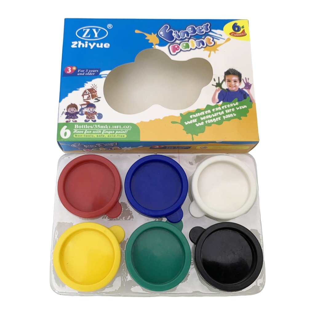 [E3007] Pintura de dedos x6, 35ml, en caja