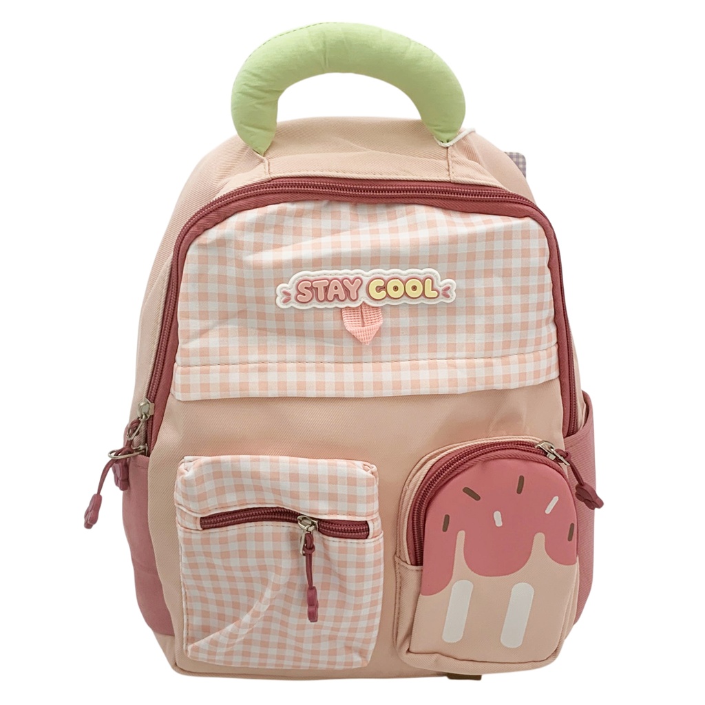 [E3713] Mochila infantil, 2 bolsillos frontales y 2 bolsillos laterales, varios colores