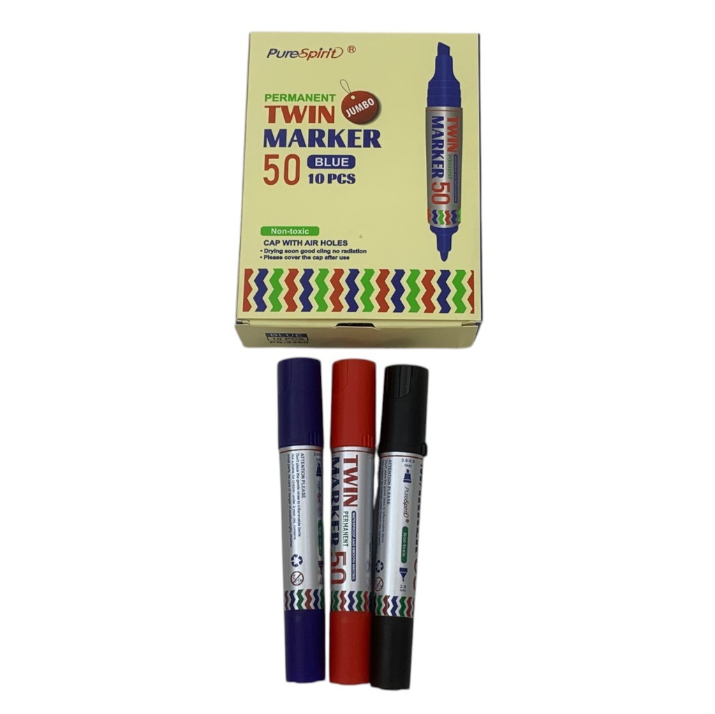[E3716] Marcador permanente x10, doble punta, en caja, varios colores
