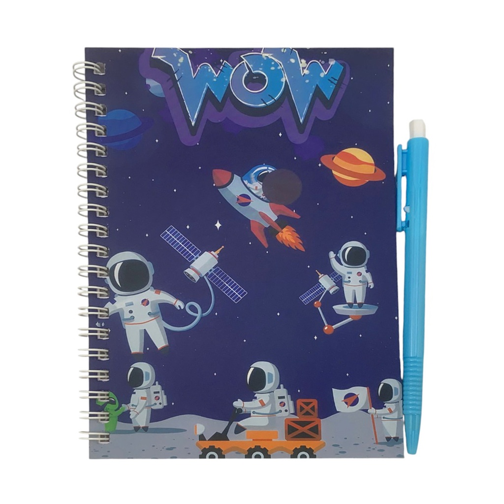 Libreta 40 hojas, con lapicera, varios diseños espacio