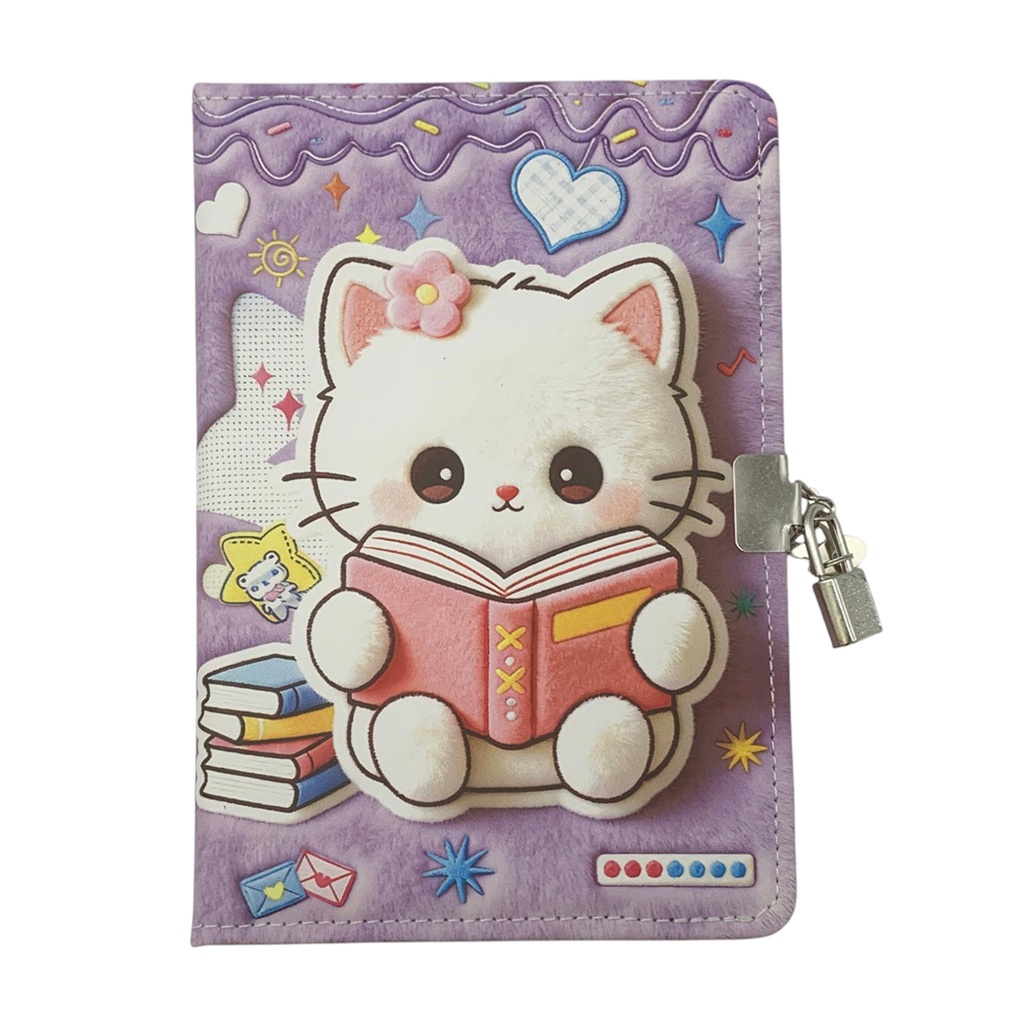[E3722] Diario íntimo con candado, varios diseños de gatos