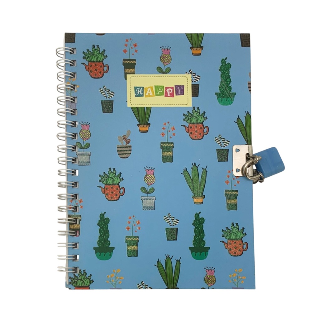 [E3730] Diario íntimo con candado, diseño cactus varios colores