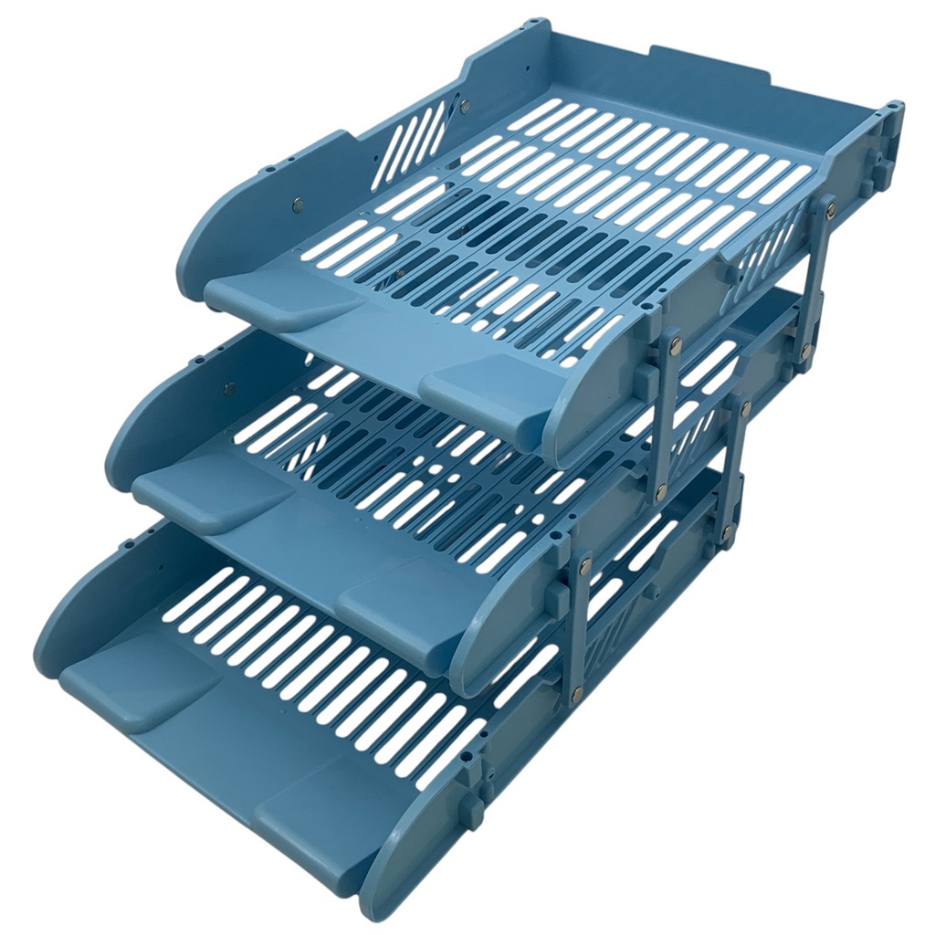 [E3830] Organizador de plástico con 3 bandejas, en caja, varios colores
