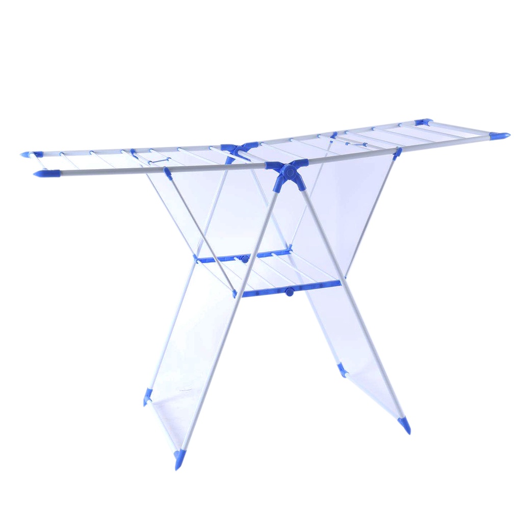 Tendedero de ropa de pie, de metal forrado, plegable, con alas