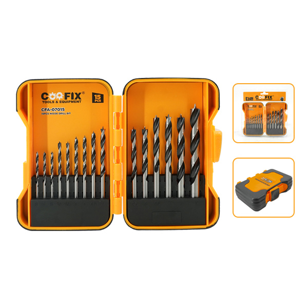 Mecha para taladro x15, en estuche de plástico COOFIX