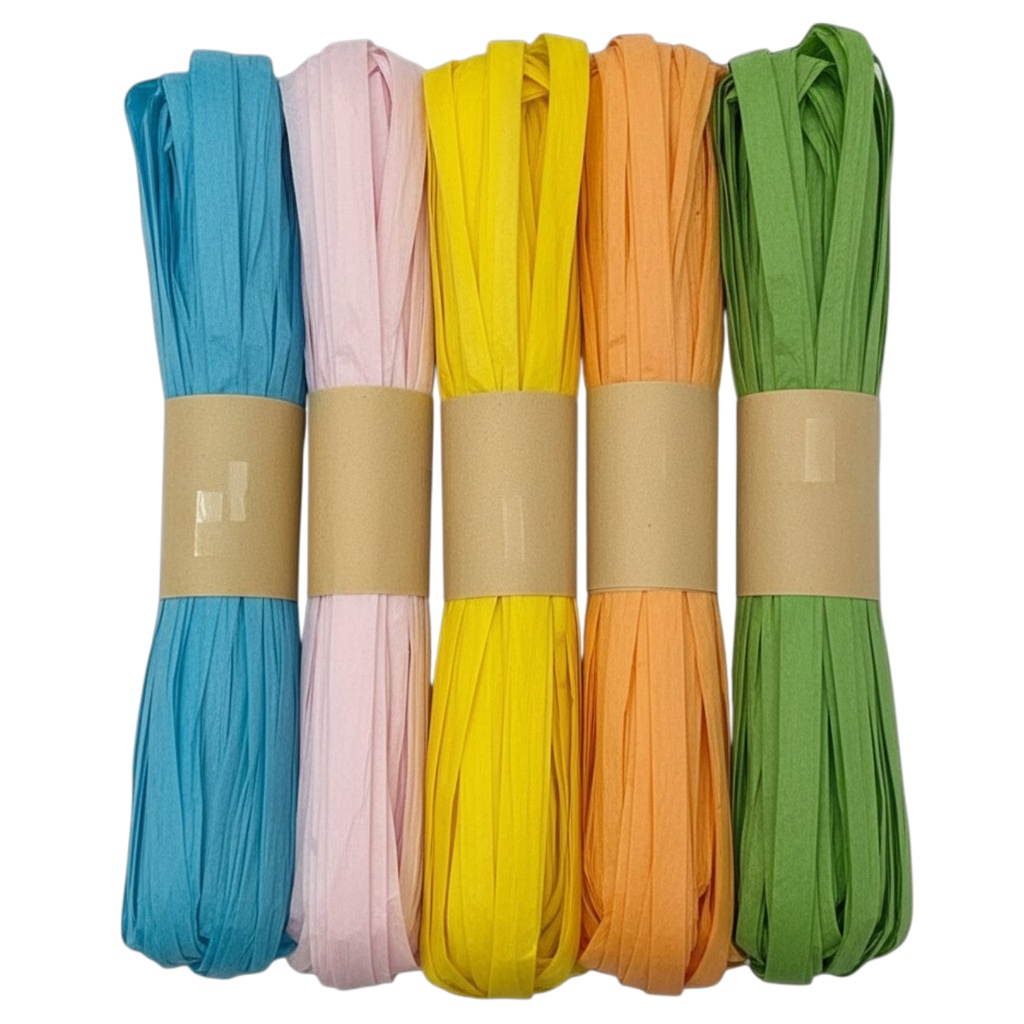 [G3907] Hilo cinta de papel x5 colores, 20m en bolsa