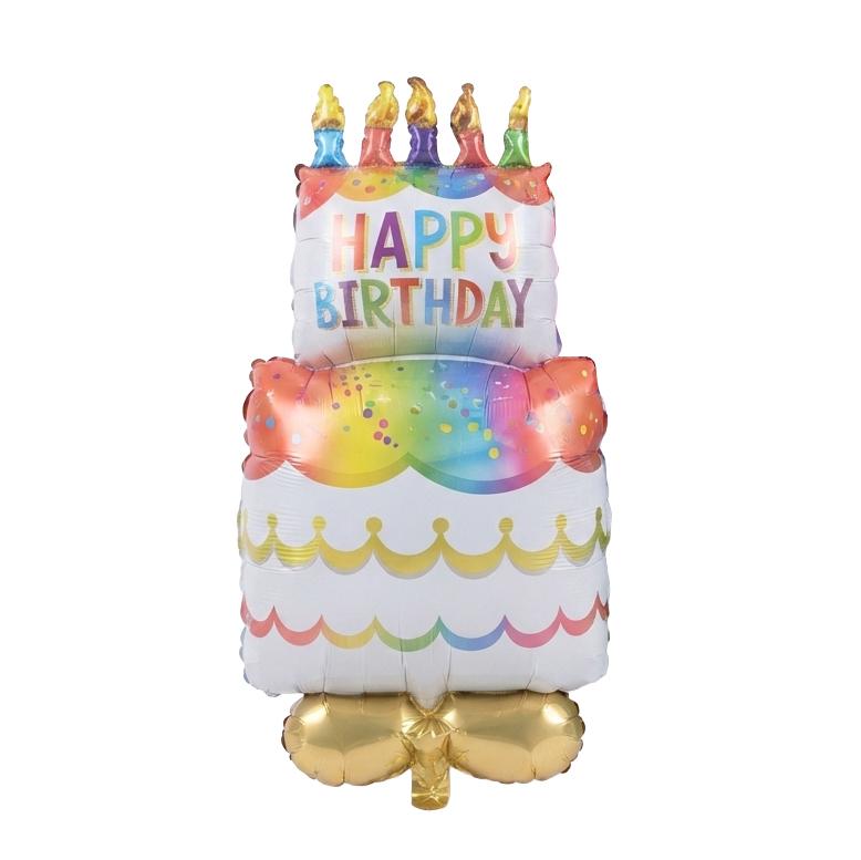 [G3926] Globo metalizado torta de cumpleaños, 88cm en bolsa