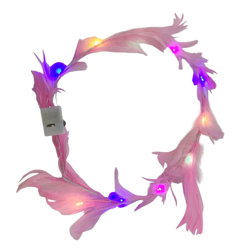 Tiara corona con luz,  con plumas ,varios colores