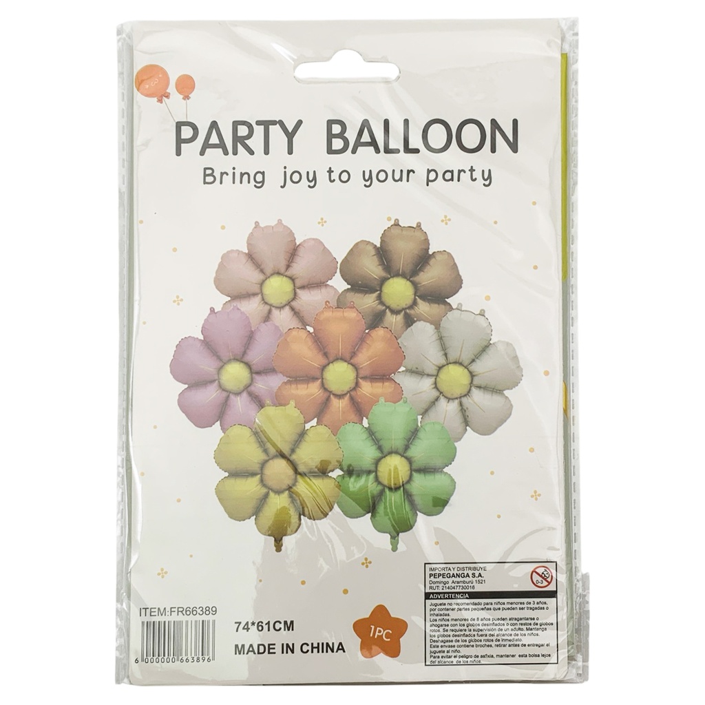 Globo metalizado flor, en bolsa, varios colores
