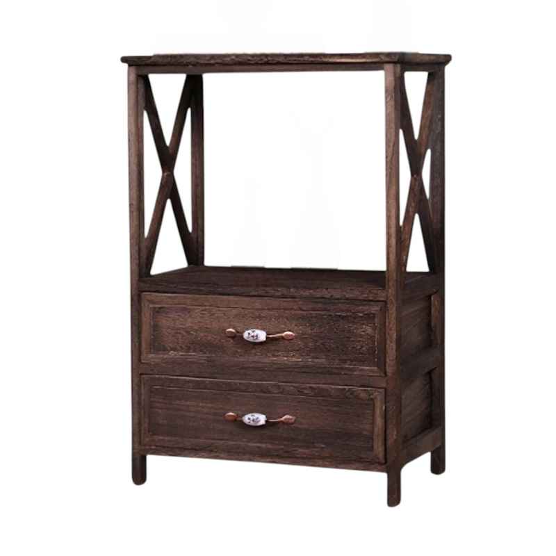 [G3090] Mueble organizador de madera, 2 cajones, 1 estante